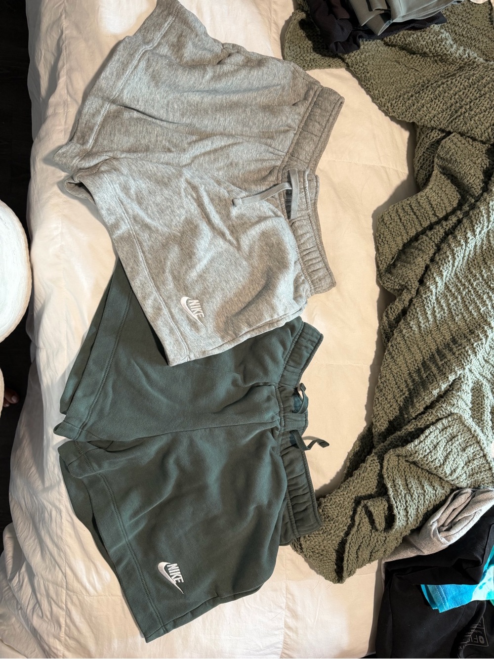 Nike Women’s Grey and Dark Green Athletic Shorts Duo